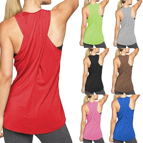 APEXFWDT Workout Tank Tops for Women Cool-Dry Sleeveless Cross Back Loose Fit Active Shirts Sports Running Gym Exercise Yoga Tank Tops S/M/L/XL/XXL