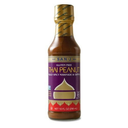 San J Sauce Thai Peanut, 10 OZ (Pack of 6) (The Best Thai Peanut Sauce)