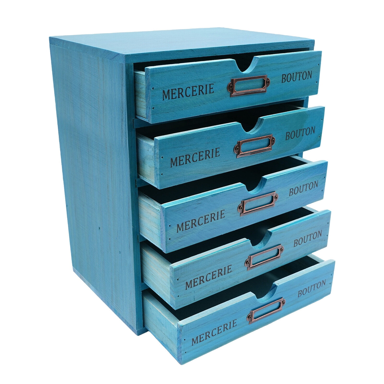 Desk Organizer Box, 5-Tier File Drawer Organizer 5 Drawers Blue Vintage 5-Tier Drawer Cabinet, U-shaped Holes