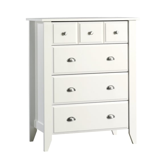 Pemberly Row Country Rustic 4 Drawer Storage Chest Dresser in Soft White