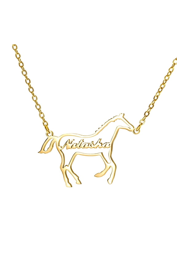 Name Customized Necklace Personalized Stainless Steel Name Necklace with Horse Choker Jewelry for Wome