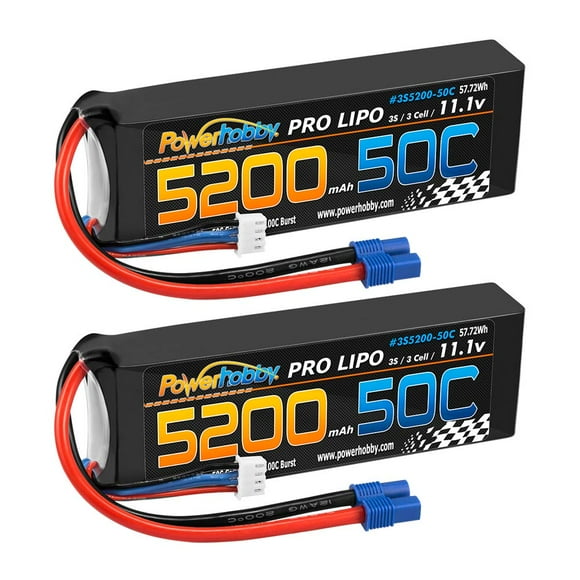 Hobbypower Powerhobby 3S / 3-Cell 11.1V 5200mah 50c Lipo Battery W EC3 Plug / Connector ( 2 Pack ) (EC3)