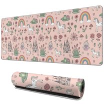 Long Mouse Pads for Desk,Fairy Tale Princess Unicorn Pattern Desk Mats on Top Of Desks, Desk Mouse Pad Extra Large with 3mm Non-Slip Base and Stitched Edge for Gaming,Office,Work,Home 31.5"x11.8"