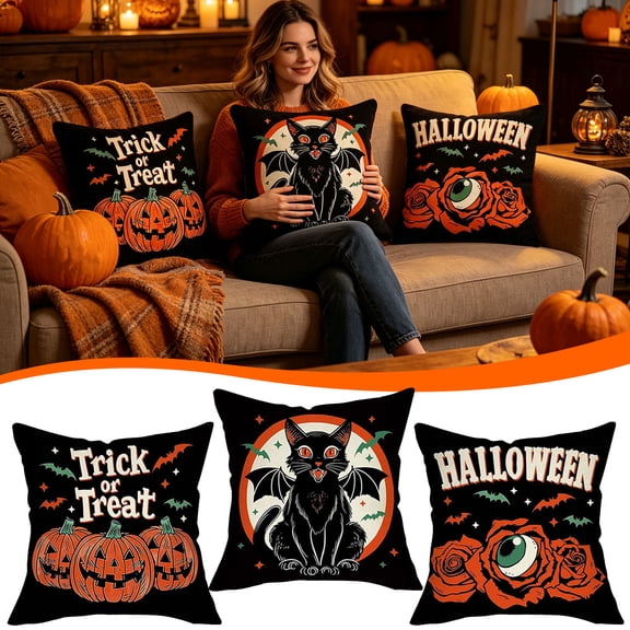 Halloween Pillow Covers 18x18 Velvet Ghost Cut Out Throw Pillow Cases, Cute Decorative Couch Pillow Covers for Sofa Bedroom Living Room, Soft Velvet Halloween Decor by OVFUIZ