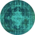 thumbnail image 1 of Ahgly Company Indoor Round Oriental Turquoise Blue Industrial Area Rugs, 7' Round, 1 of 4