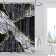 thumbnail image 1 of Blackgold2 Cortina de ducha de mármol Domoku, cortinas de ducha con textura de mármol negro y dorado para baño, cortina de baño moderna abstracta decorativa con 12 ganchos Fabri, 1 of 5