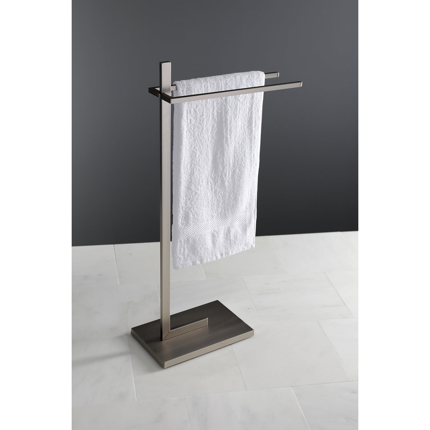 Kingston Brass SCC8608 Modern Edenscape Pedestal Dual Towel Rack - Brushed Nickel