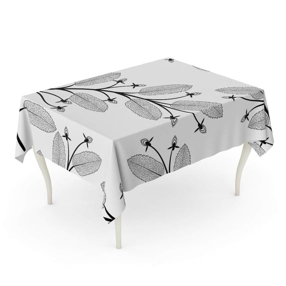 LADDKE Pattern Leaves Abstract Autumn Fall Vintage Beautiful Birch Black Tablecloth Table Desk Cover Home Party Decor 60x104 inch