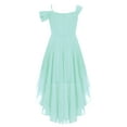 thumbnail image 4 of YiZYiF Kid Girl Off Shoulder Flower Girls Dress High Low Hem Wedding Birthday Party Dress Evening Light Green 6, 4 of 5