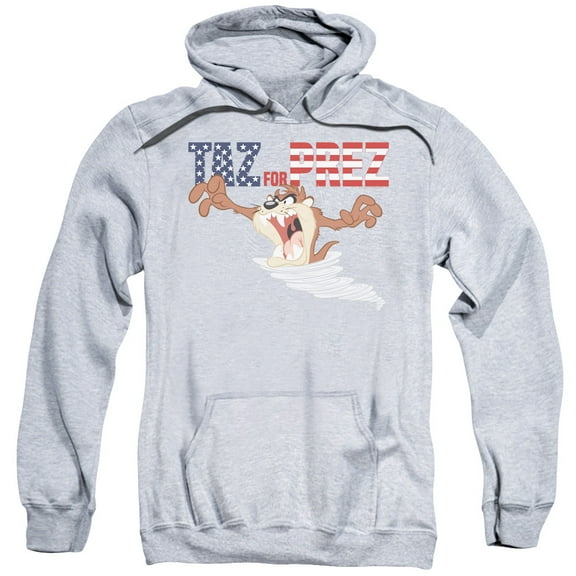 Trevco Sportswear LT218-AFTH-6 Looney Tunes Taz for Prez 3 Adult Pullover Hoodie, Athletic Heather - 3X