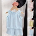 thumbnail image 5 of Toddler Girls Summer Outfits Ruffle Sleeveless Tank Top and Short 2 Piece Cotton Clothes Set Yellow 1-2 Years, 5 of 5