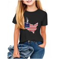 thumbnail image 2 of Piuwrlz Kid Round Neck T-Shirts Girls Short Sleeve Sweatshirt Printed Loose Blouses Shirt Top Black Size 3 Years, 2 of 4
