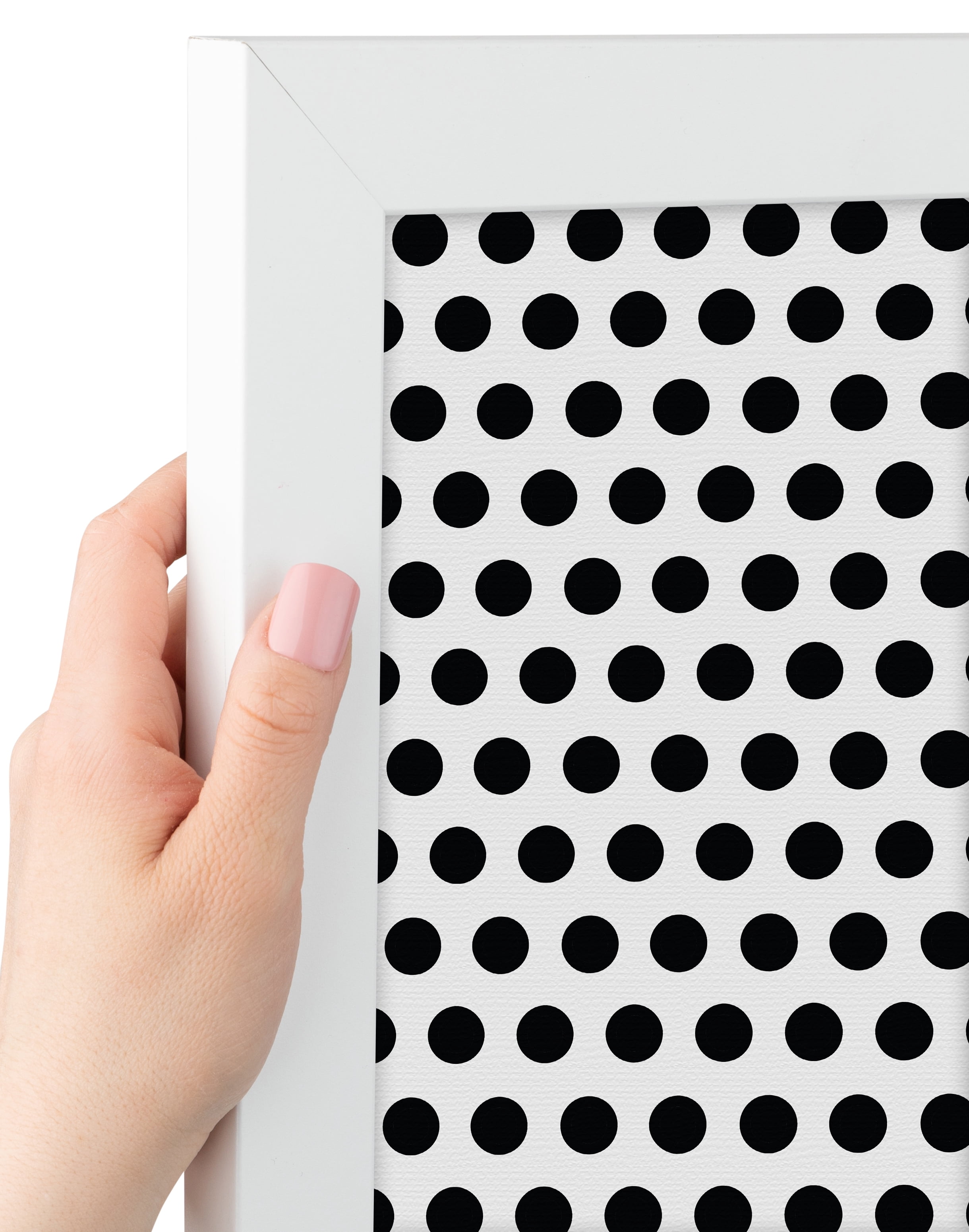 PinPix 14x12 Custom Cork Bulletin Board Black Polka Dot Poster Board Has a Fabric Style Canvas Finish, Framed in Black Polka Dot, by ArtToFrames (PinPix-200)