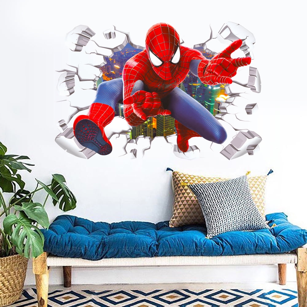 Spiderman Wall Stickers Removable DIY Children Boys SpiderMan Wall