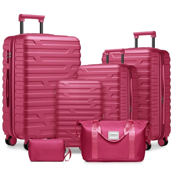 S-HOME 6 Piece Luggage Set in Lavender with Hardside Suitcases and Duffel Bags for Stylish Travel