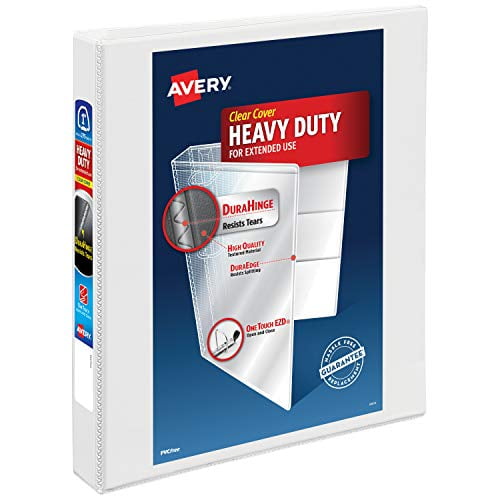 Avery Heavy Duty View 3 Ring Binder, 1' One Touch EZD Ring, Holds 8.5' x 11' Paper, 1 White Binder (79199)