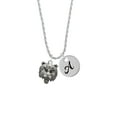 thumbnail image 2 of Delight Jewelry Silvertone Large Bear - Mascot Silvertone Script Initial Disc - A - Charm Necklace, 20"+3", 2 of 4