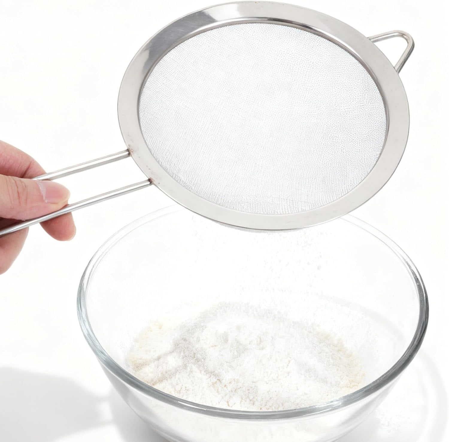 KICHOUSE Baking Flour Sifter - Gold Stainless Steel Mesh Sieve For Kitchen Rice Quinoa Fruits Flour - Handheld Fine Powder Strainer For Household Bread Making Grain Cleaning