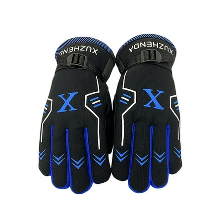 WYQLFSB Men s Warm Gloves Outdoor Ski Riding Gloves Windproof Gloves Blue