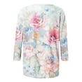 thumbnail image 5 of Wycnly Shirts for Women Fashion Loose Fit Breathable Comfort Tee Tops Summer Casual Round Neck 3/4 Sleeve Dandelion Print Ladies Blouses Pink m, 5 of 5