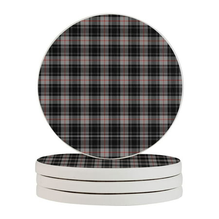 

Circular Drink Coasters Set Clan Moffat Tartan Gray And Black Plaid Beautiful Home Decor Diatomite Heat-Resistant Diatomite Protect Table Countertop