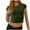 Army Green, variant on Uaswgudfs 2025 Women's Casual Activewear Cropped Blouse T-Shirt - Crew Neck Raglan Short Sleeve Slim-Fit Midriff-Baring Top