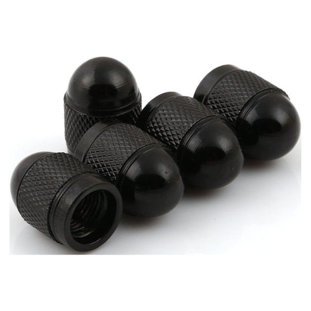 Tapa de válvula tapa de válvula de neumático de coche tapa de válvula de neumático de coche de aleación de aluminio elástica * 5 (negro