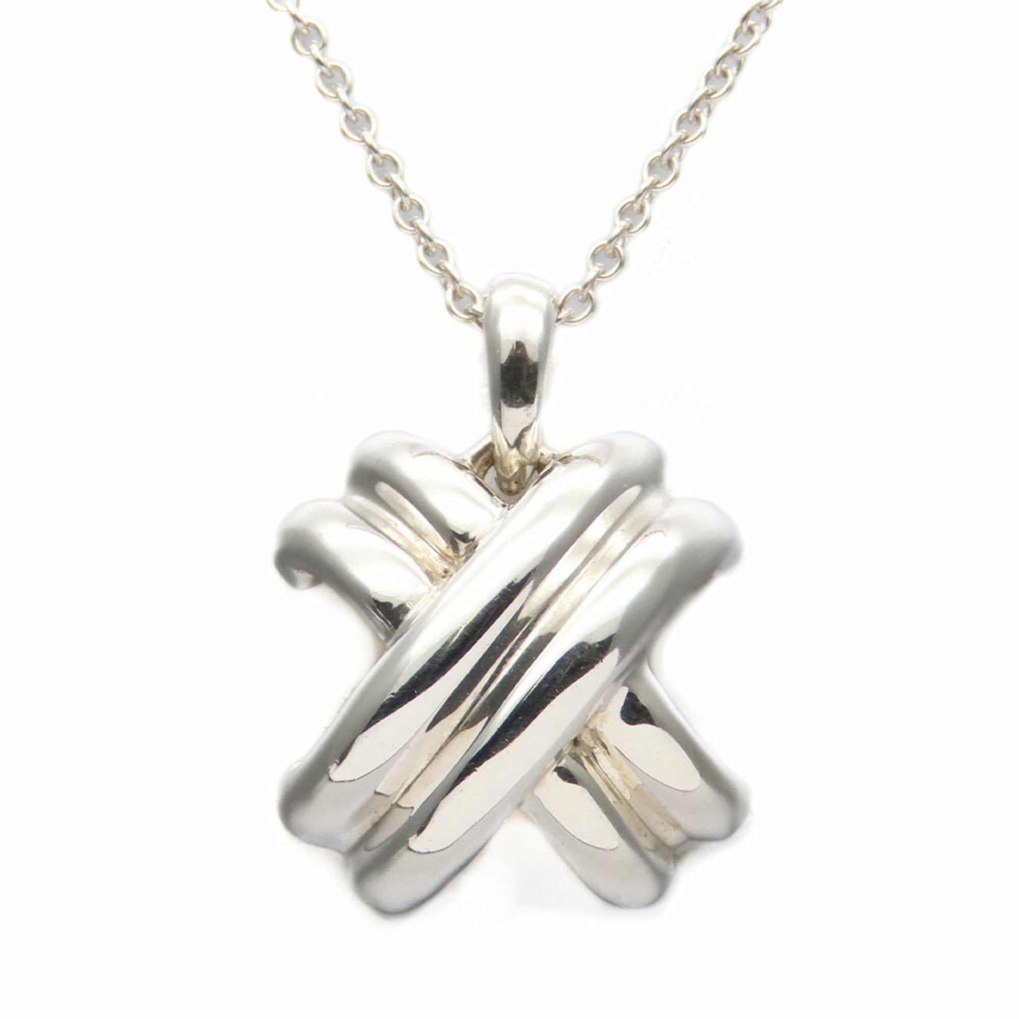 Pre-Owned Tiffany Necklace Signature Cross Silver 925 Approx. 3.8g 