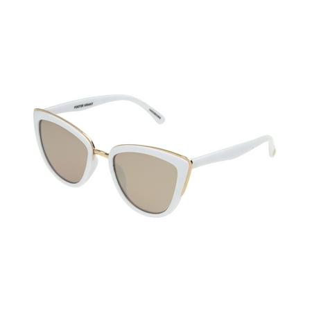 Foster Grant Women's White Mirrored Cat-Eye Sunglasses AA11