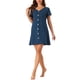 thumbnail image 4 of Pijamas cortos de manga corta para mujer INSPIRE CHIC con cuello en V y decoración de botones, ropa de dormir de longitud media, bata de casa, talla XS, azul marino, 4 of 6