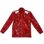 80s Pop Star Costume Red Zipper Jacket Music Note Shirt Pants Halloween Adult Men Outfit Set