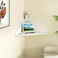 thumbnail image 3 of CRXX Corner Floating Desk, Wall Mounted Computer Desk with Storage Shelf, Space-Saving Writing Desk, Triangle Laptop Desk for Living Room, Study, Bedroom, Home Office & Small Spaces (White), 3 of 9