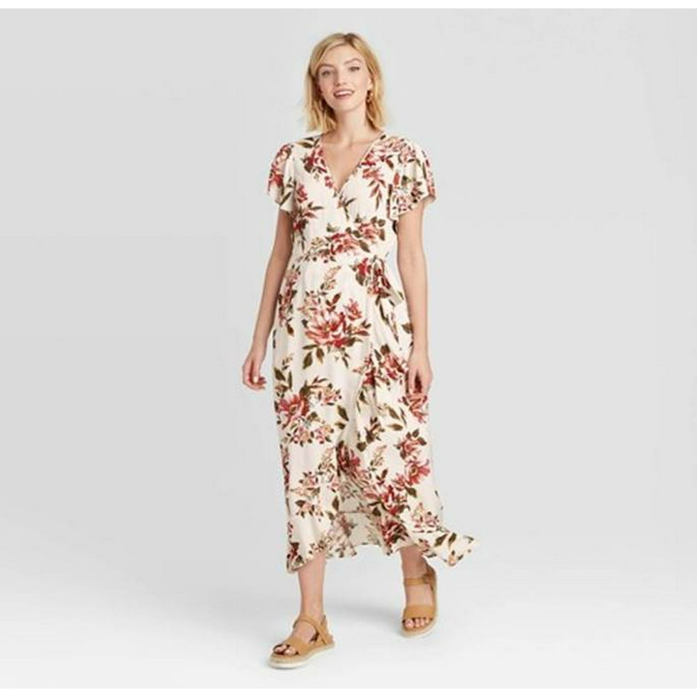 Xhilaration Xhilaration Women's Floral Print Short Sleeve Wrap Dress