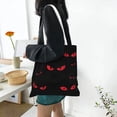 thumbnail image 4 of DouZhe Reusable Grocery Bags, Spooky Scary Monster Eyes Lightweight Polyester Canvas Cloth Tote Bag for Travle Gym Shopping School, 15" x 16", 4 of 7