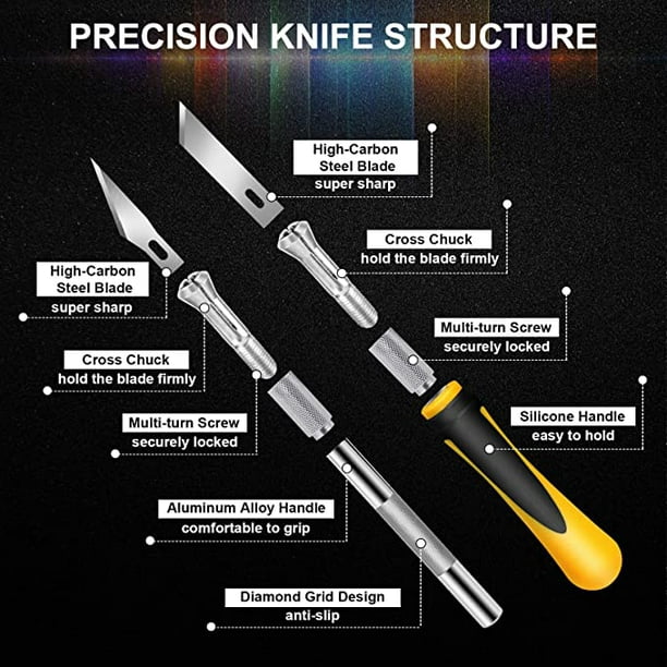 13pcs Precision Craft Hobby Knife Kits, Utility Art Exacto Knife Sets,  Sharp Razor Knives Tool For Carving, Architecture Modeling, Scrapbooking,  DIY