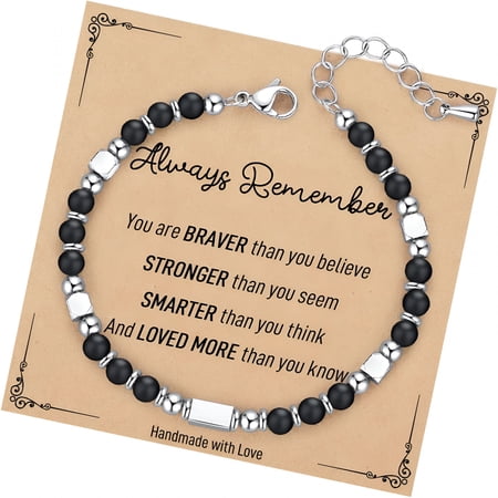DESIGNICE Graduation Gifts for Her Teen Girls-Tiny Gemstone Bracelets Teenage Teen Girl Gifts Trendy Stuff with Always Remember Inspirational Card-Beaded Bracelets for Women