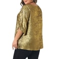 thumbnail image 4 of DARING DIVA Women's Plus Metallic Tops Sparkly Crew Neck Loose Shirts 1X Gold, 4 of 6