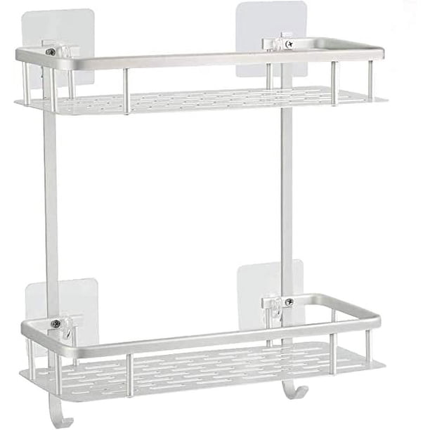 Estante de ducha, estante de baño, no requiere taladro, aluminio inoxidable, almacenamiento, 2 estantes para champú y jabón