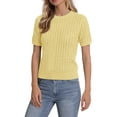 thumbnail image 2 of Sundazz Womens Short Sleeve Tops Lightweight Cable Knit Summer Sweater Dressy Casual Shirts, XS-XL, 2 of 7