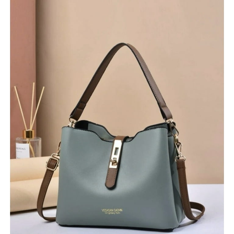 Vesasan Gaohn Womens Crossbody PU Leather Handbag Luxury Purses Fashionable Adult Unisex Size Medium Green