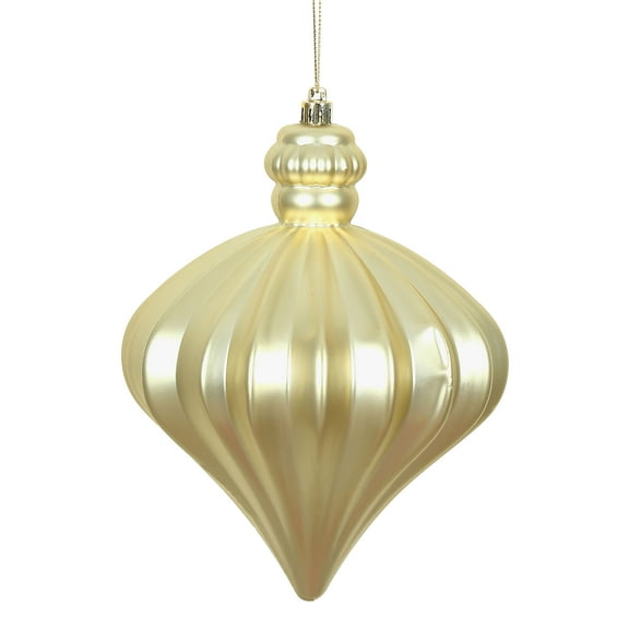 Vickerman 6" Champagne Matte Onion Drop Christmas Ornament, 4 per pack