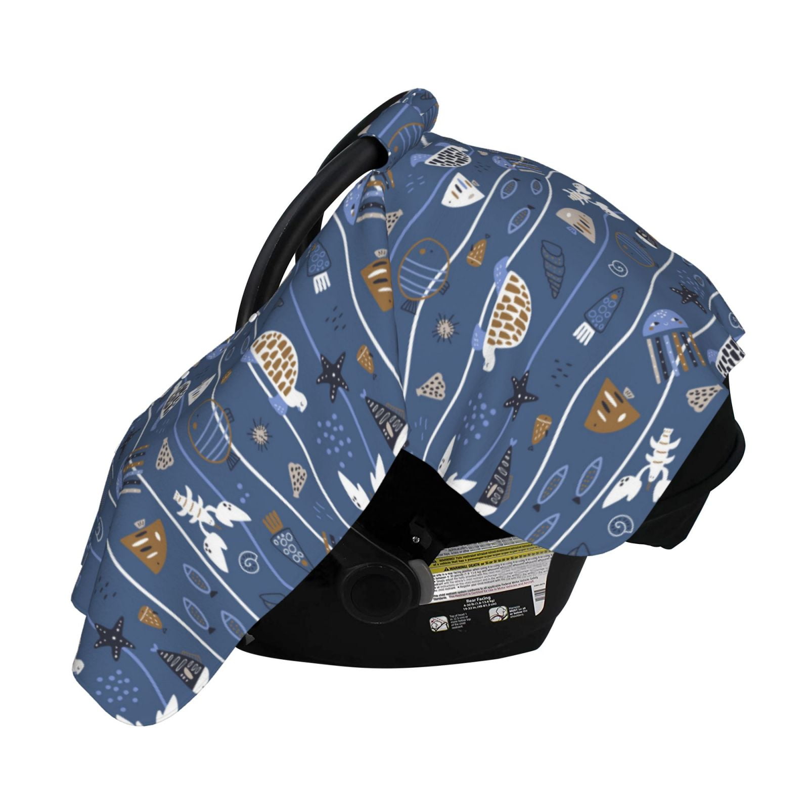 Naloa Underwater World Animals Baby Car Seat Cover, Breathable Baby Carrier Cover, Multiuse Baby Carrier Cover & Nursing Breastfeeding Cover