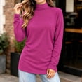thumbnail image 4 of ZGRBOU Mock Turtleneck Tops for Women Fall Winter Basic Long Sleeve Shirts Soft Stretchy Layering Tee Plus Size, 4 of 5