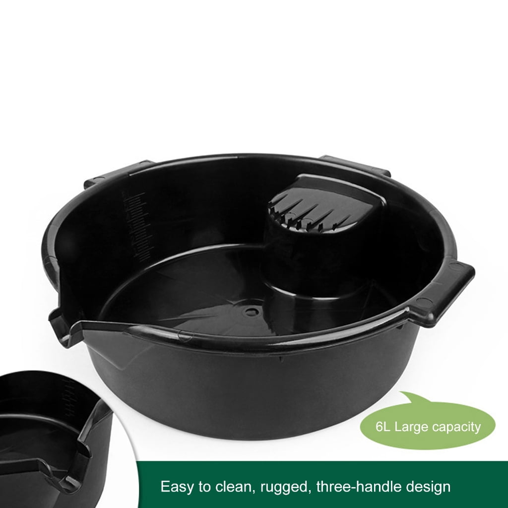 Oil Collection Container with Handle and Scale Oil Collection Tray Oil Drip Catcher Pan Reusable 6L Round Oil Drain Pan
