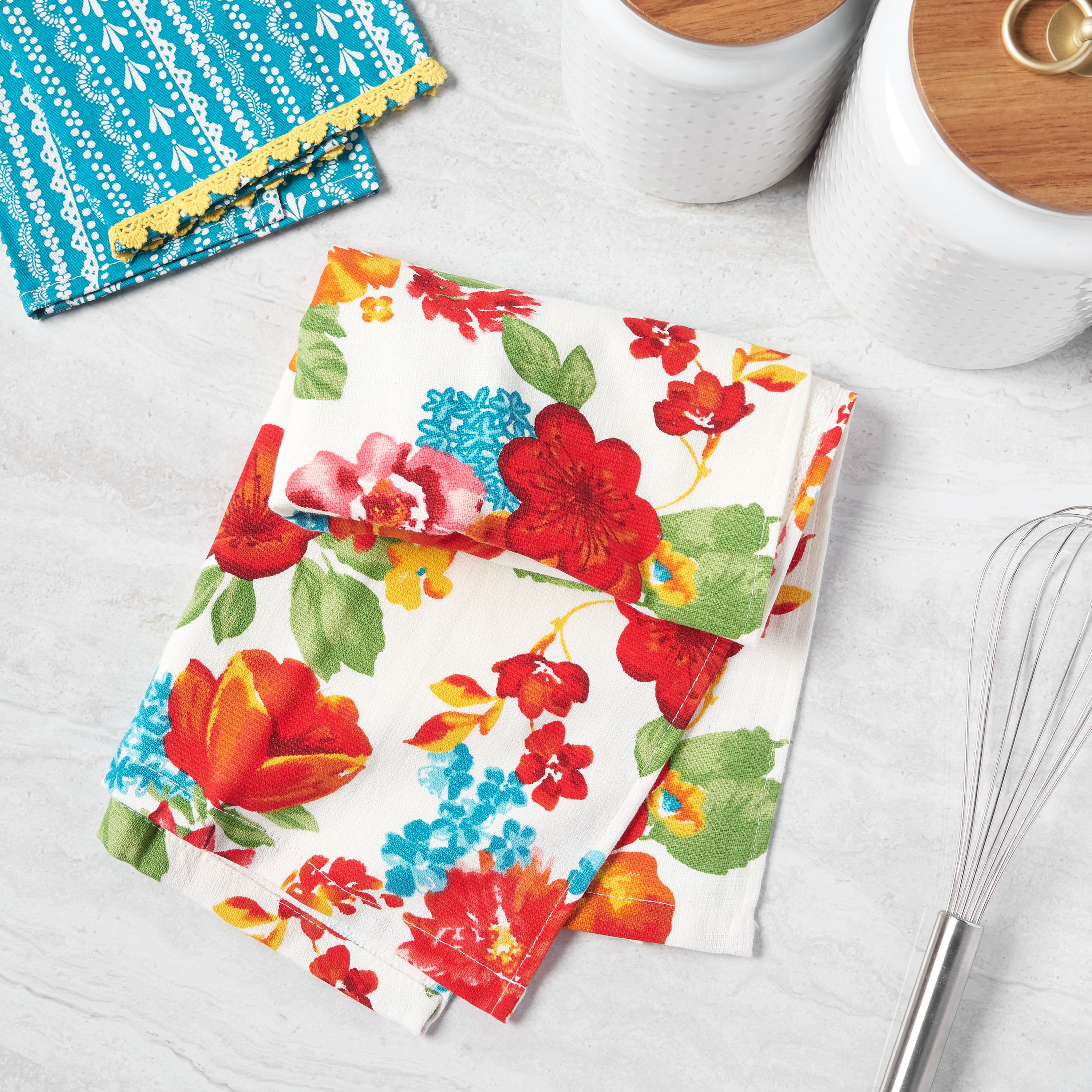 (2 pack) The Pioneer Woman Wildflower Whimsy Kitchen Towel Set, 2 Piece, Multicolor, 16 in x 28 in
