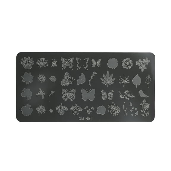 Unique Bargains 1 Pc Colorful Nail Art Stamp OM-H01 Silver Tone