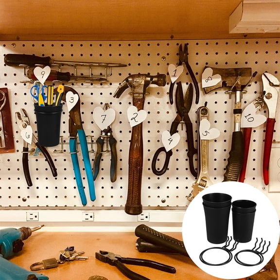 HONMEET 4-Pack Steel Pegboard Storage Bins for Garage Wall Organization, Tool Holders and Accessories