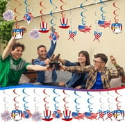 Fuebueo 4th of July Decorations Triangle Flag USA American Independence Day Celebration Party Garland Hanging Decoration for Birthday/Baby Shower