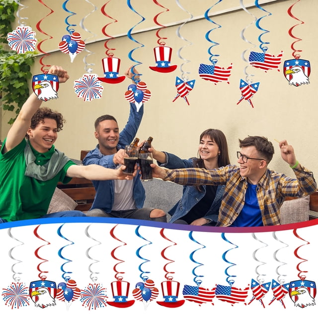 Fwttom 12-Piece Pvc Helical Garland Independence Day Party Decor