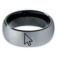 thumbnail image 2 of Tungsten Mouse Arrow Pointer Cursor Band Ring 8mm Men Women Comfort Fit Black Dome Brushed Gray Polished, 2 of 4